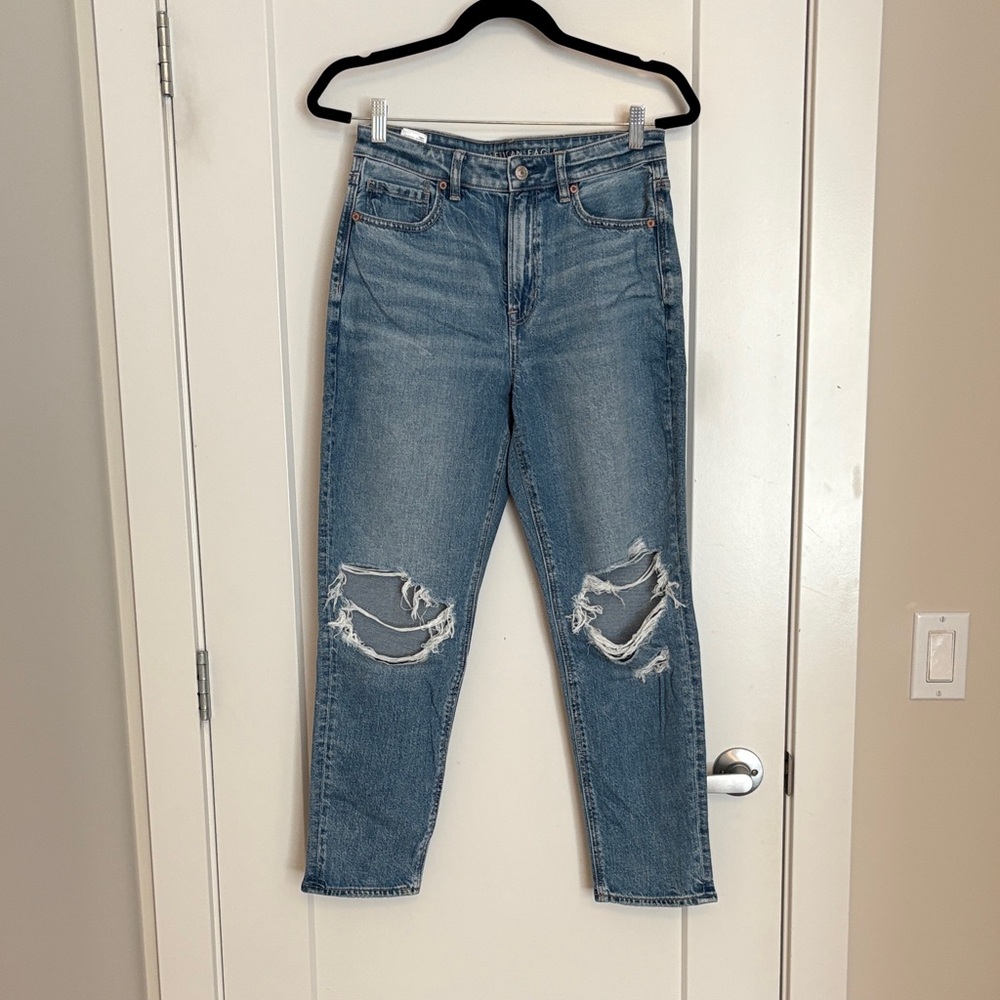 American Eagle Outfitters Light Blue Ripped Ankle Jeans